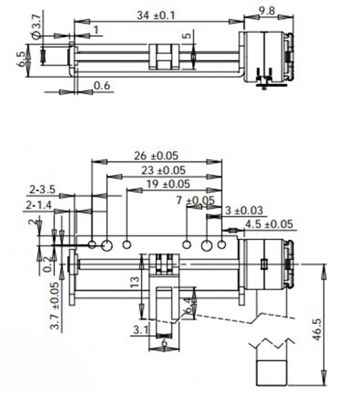 Step angle 18 degrees precision 3.3 V DC Slider 10mm Micro Stepper ...