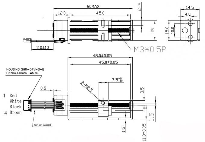 15mm 5VDC Electric Stepper Motor With Slider M3 lead screw 18 ...