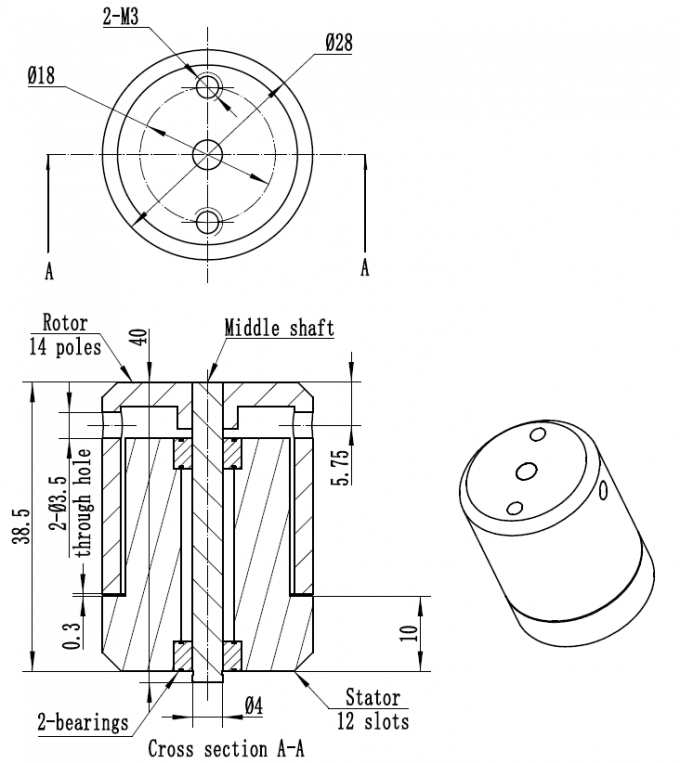 24V Underwater Brushless DC Electric Motor 28mm SW2216 Waterproof